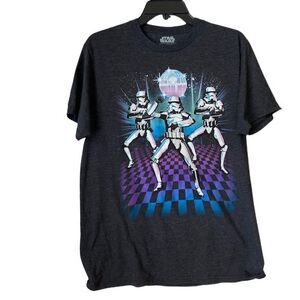 Star Wars Fifth Sun Disco Stormtroopers Mens Medium Charcoal Short Sleeve Shirt
